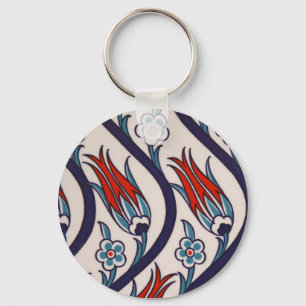 Porte-clés Motif de tulipe de tabourets/art de tuile