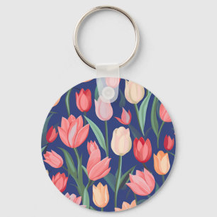 Porte-clés Motif de tulipes.