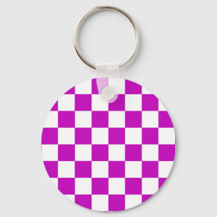 Porte-clés Motif de vérification À damiers blanc violet