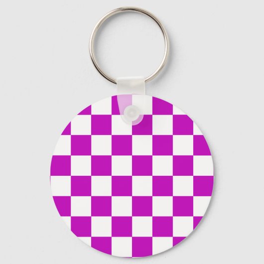 Porte-clés Motif de vérification À damiers blanc violet (Recto)