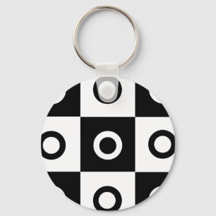 Porte-clés Motif de vérification noir et blanc