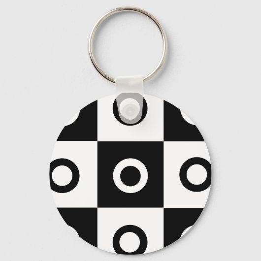 Porte-clés Motif de vérification noir et blanc (Recto)