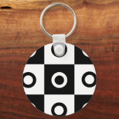 Porte-clés Motif de vérification noir et blanc (Recto)