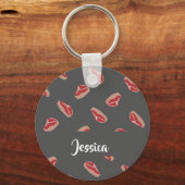 Porte-clés Motif de viande de steak sur gris (Recto)