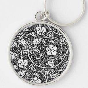 Porte-clés Motif de vigne de raisin noir et blanc de William