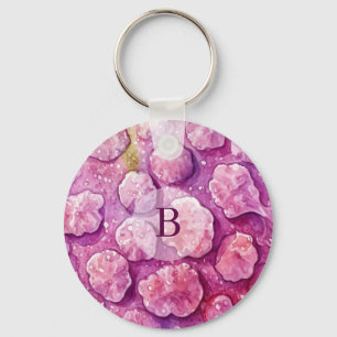 Porte-clés Motif de virus de monogramme rose bactérie
