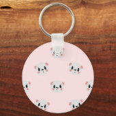Porte-clés Motif de visage d'ours Kawaii mignon sur fond rose (Recto)