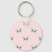 Porte-clés Motif de visage d'ours Kawaii mignon sur fond rose (Verso)