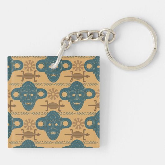 Porte-clés Motif de visage ethnique africain Masque tribal (Dos)