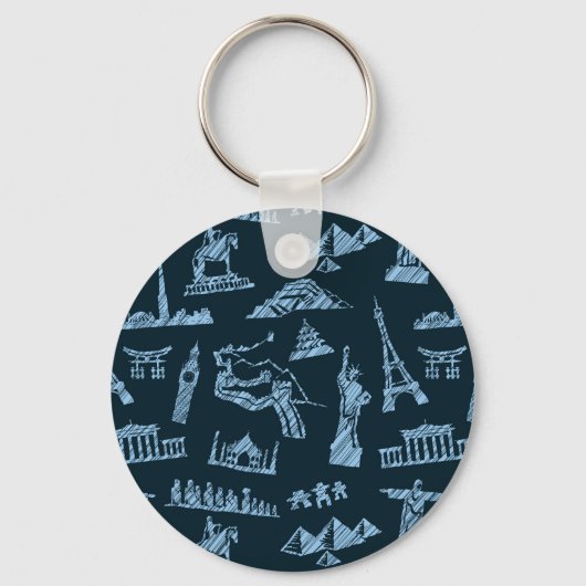 Porte-clés Motif De Voyage En Motif Blues (Recto)