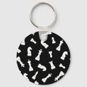 Porte-clés Motif d'échecs noir et blanc unique (Recto)