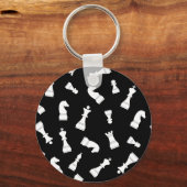 Porte-clés Motif d'échecs noir et blanc unique (Recto)