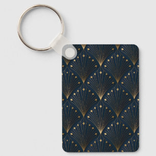 Porte-clés Motif déco bleu et or