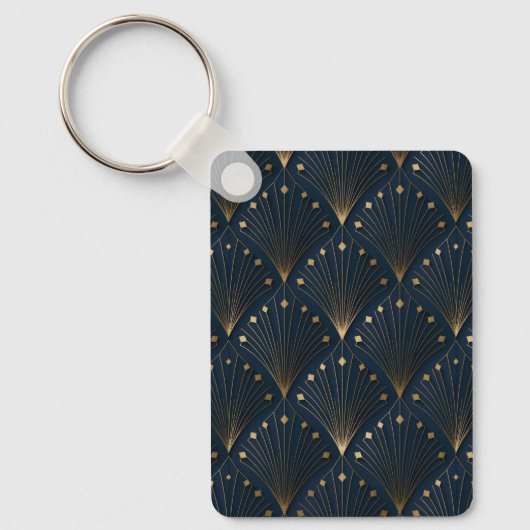 Porte-clés Motif déco bleu et or (Recto)
