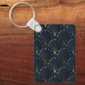 Porte-clés Motif déco bleu et or (Recto)