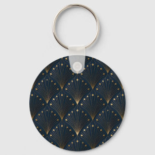 Porte-clés Motif déco bleu et or