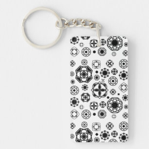 Porte-clés Motif décoratif arabesque noir blanc mignon