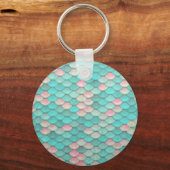 Porte-clés Motif d'effet d'échelles de poisson brillant turqu (Recto)