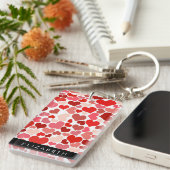 Porte-clés Motif Des Coeurs, Coeurs Rouges, Amour, Votre Nom (Devant droit)