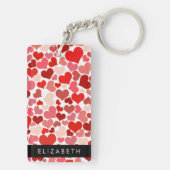 Porte-clés Motif Des Coeurs, Coeurs Rouges, Amour, Votre Nom (Dos)