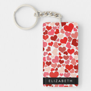 Porte-clés Motif Des Coeurs, Coeurs Rouges, Amour, Votre Nom