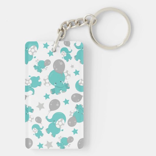 Porte-clés Motif Des Eléphants Bleus, Eléphants Mignons, Étoi (Dos)