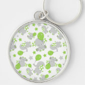 Porte-clés Motif Des Eléphants, Eléphants Mignons - Grey Vert (Devant)