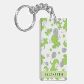 Porte-clés Motif Des Eléphants Verts, Étoiles, Votre Nom (Devant gauche)