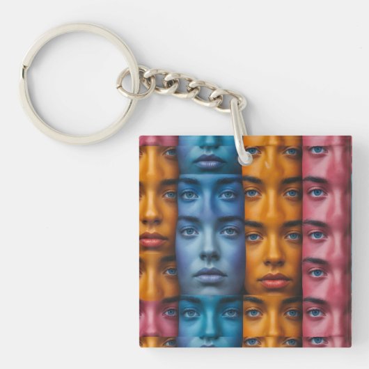 Porte-clés Motif des faces colorées (Devant)