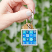 Porte-clés Motif des flocons bleus (main)