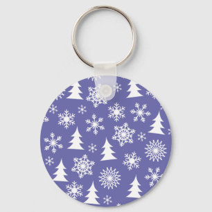 Porte-clés Motif des flocons de neige et des pins