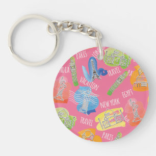 Porte-clés Motif des lieux de voyage