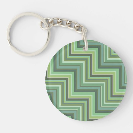 Porte-clés Motif d'escalier à rayures vert olive (Devant)