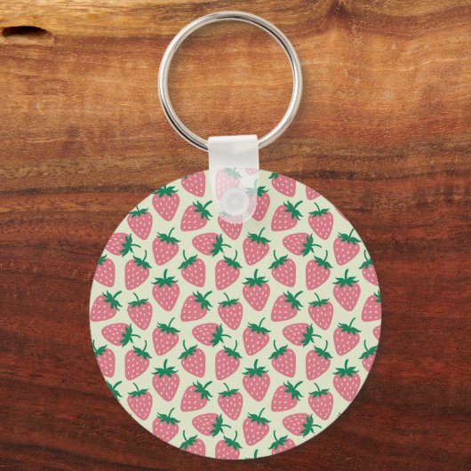 Porte-clés Motif d'été fraise rose (Recto)