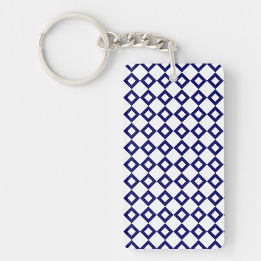 Porte-clés Motif diamant blanc et marine (Devant)