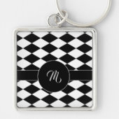 Porte-clés Motif diamant blanc et noir (Devant)