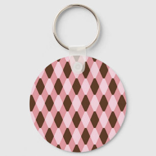 Porte-clés Motif diamant harlequin rose marron