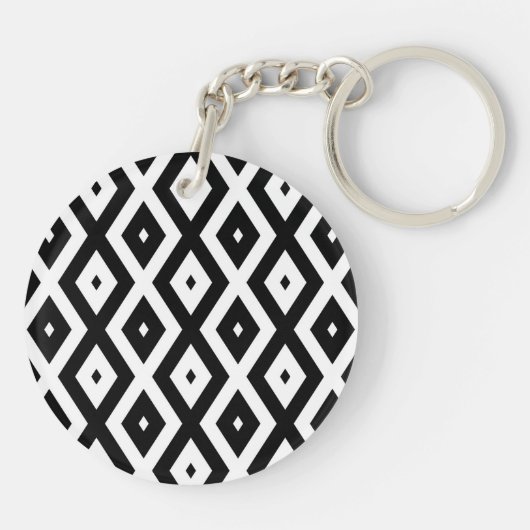 Porte-clés Motif diamant noir et blanc (Dos)