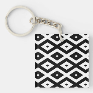 Porte-clés Motif diamant noir et blanc