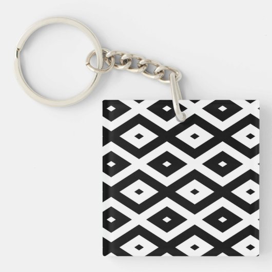 Porte-clés Motif diamant noir et blanc (Devant)