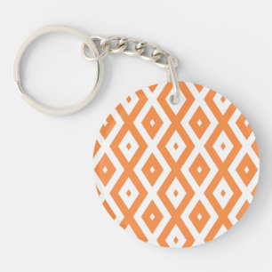 Porte-clés Motif diamant orange et blanc