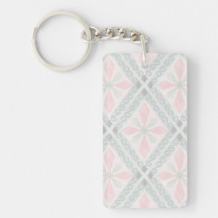Porte-clés Motif diamant pastel vert et rose