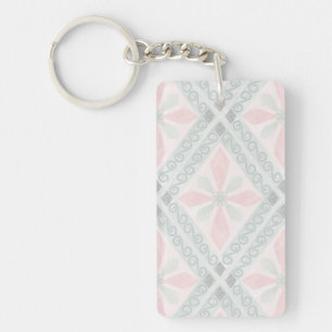 Porte-clés Motif diamant pastel vert et rose