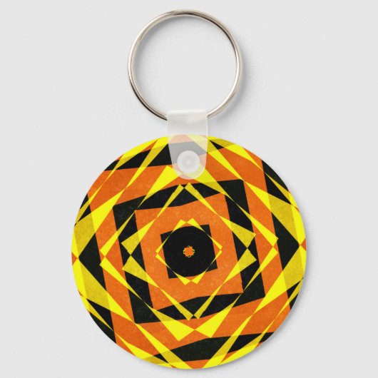 Porte-clés Motif diamant rayé orange et jaune (Recto)