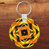 Porte-clés Motif diamant rayé orange et jaune (Recto)