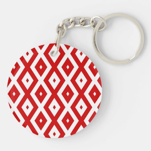 Porte-clés Motif diamant rouge et blanc (Dos)