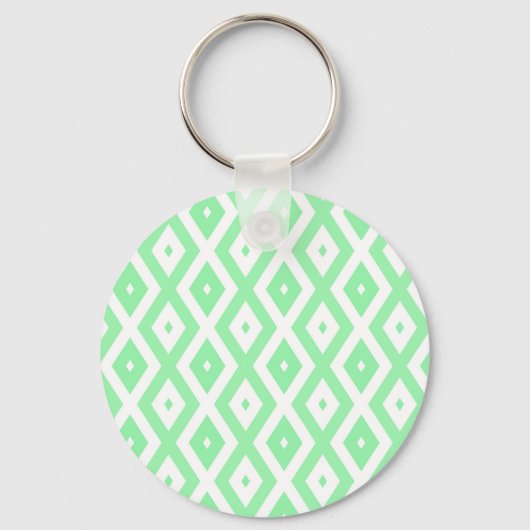 Porte-clés Motif diamant vert et blanc (Recto)