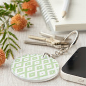 Porte-clés Motif diamant vert pâle et blanc (Devant droit)