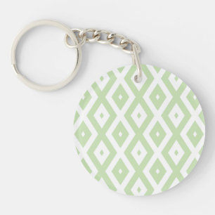 Porte-clés Motif diamant vert pâle et blanc