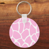 Porte-clés Motif d'impression de girafe en rose de bonbons. (Recto)